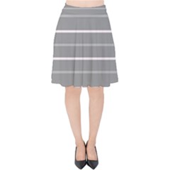 Horizontal Line Grey Pink Velvet High Waist Skirt