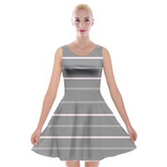 Horizontal Line Grey Pink Velvet Skater Dress by Mariart