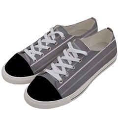 Horizontal Line Grey Pink Women s Low Top Canvas Sneakers