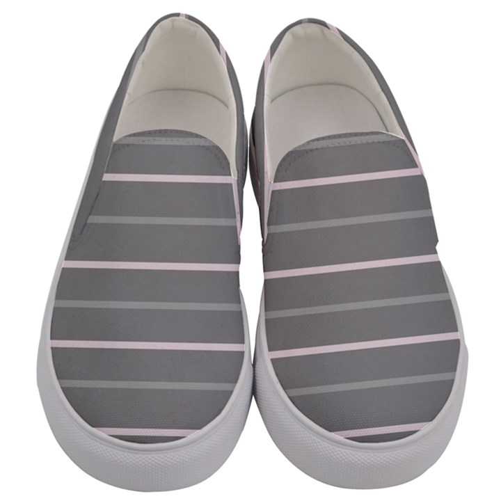 Horizontal Line Grey Pink Men s Canvas Slip Ons