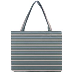 Horizontal Line Grey Blue Mini Tote Bag by Mariart