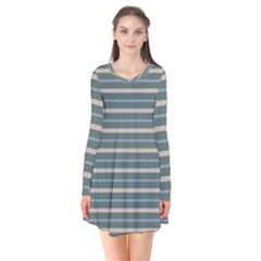 Horizontal Line Grey Blue Flare Dress by Mariart