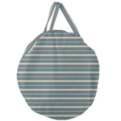 Horizontal Line Grey Blue Giant Round Zipper Tote