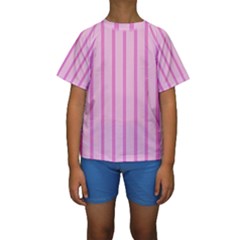 Line Pink Vertical Kids  Short Sleeve Swimwear