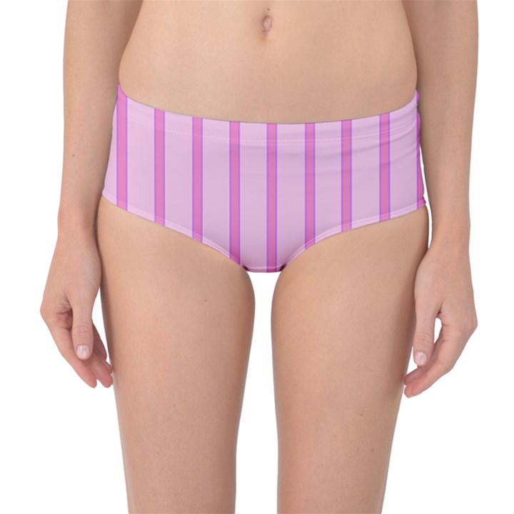 Line Pink Vertical Mid-Waist Bikini Bottoms