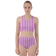 Line Pink Vertical Racer Back Bikini Set