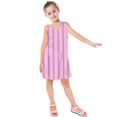 Line Pink Vertical Kids  Sleeveless Dress