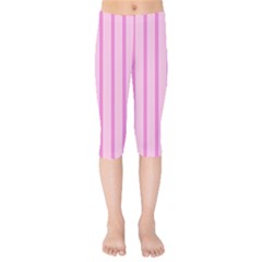 Line Pink Vertical Kids  Capri Leggings 