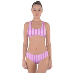 Line Pink Vertical Criss Cross Bikini Set