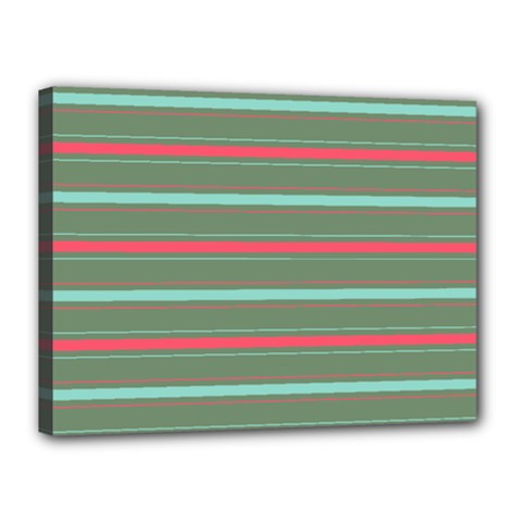 Horizontal Line Red Green Canvas 16  X 12 