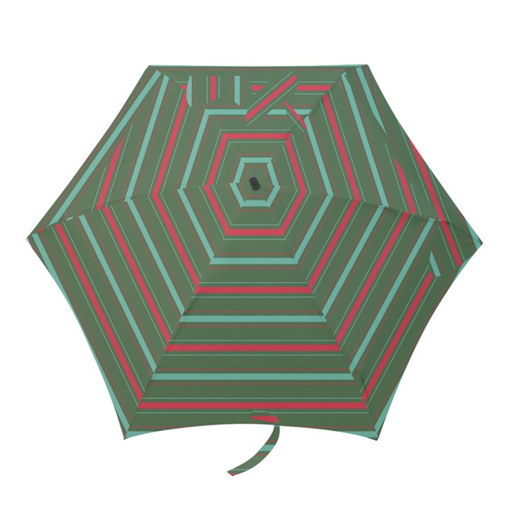 Horizontal Line Red Green Mini Folding Umbrellas