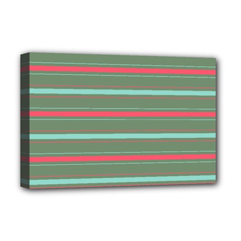 Horizontal Line Red Green Deluxe Canvas 18  X 12   by Mariart