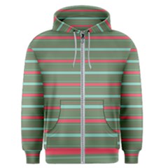 Horizontal Line Red Green Men s Zipper Hoodie by Mariart