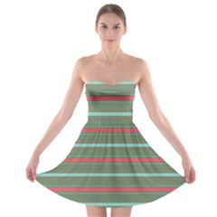 Horizontal Line Red Green Strapless Bra Top Dress by Mariart