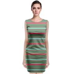 Horizontal Line Red Green Classic Sleeveless Midi Dress