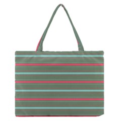 Horizontal Line Red Green Zipper Medium Tote Bag