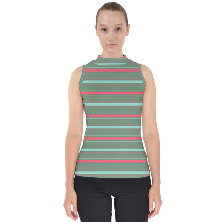 Horizontal Line Red Green Shell Top