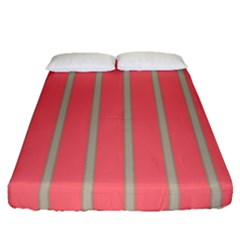 Line Red Grey Vertical Fitted Sheet (queen Size) by Mariart