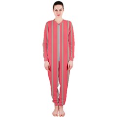 Line Red Grey Vertical Onepiece Jumpsuit (ladies)  by Mariart