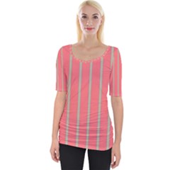 Line Red Grey Vertical Wide Neckline Tee