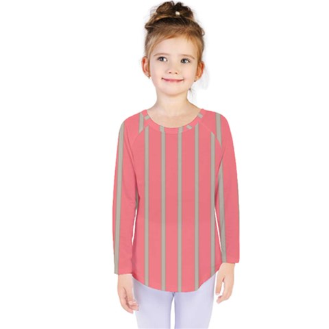 Line Red Grey Vertical Kids  Long Sleeve Tee by Mariart