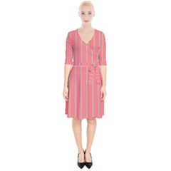 Line Red Grey Vertical Wrap Up Cocktail Dress