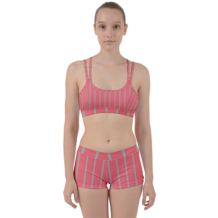 Line Red Grey Vertical Women s Sports Set