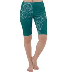 Leaf Green Blue Sexy Cropped Leggings  by Mariart