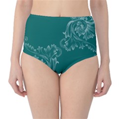 Leaf Green Blue Sexy High-waist Bikini Bottoms