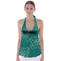 Leaf Green Blue Sexy Babydoll Tankini Top by Mariart