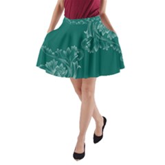 Leaf Green Blue Sexy A-line Pocket Skirt by Mariart