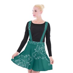 Leaf Green Blue Sexy Suspender Skater Skirt