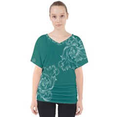 Leaf Green Blue Sexy V-neck Dolman Drape Top