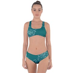 Leaf Green Blue Sexy Criss Cross Bikini Set