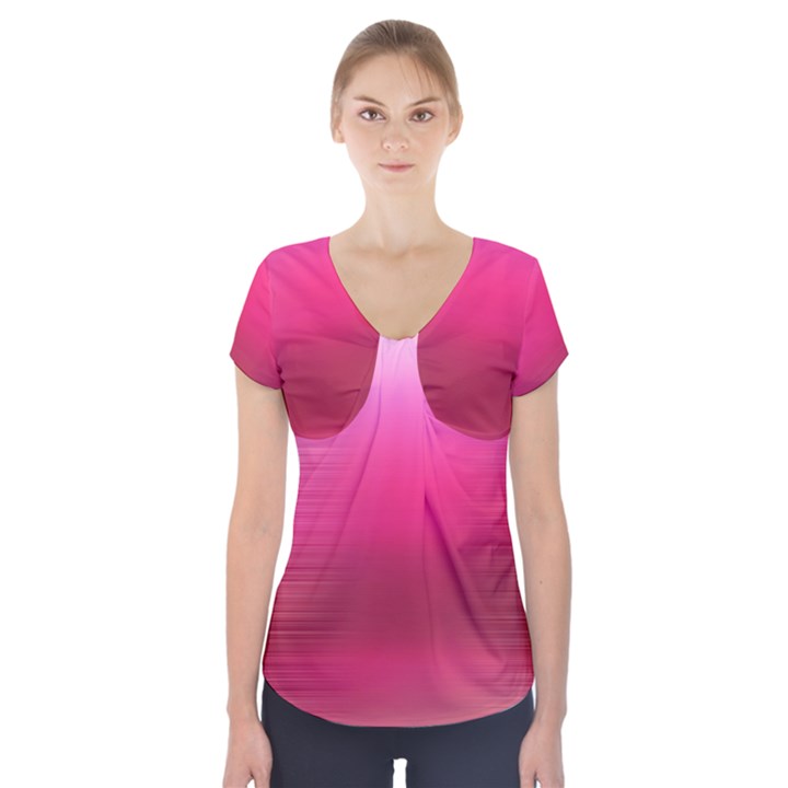 Line Pink Space Sexy Rainbow Short Sleeve Front Detail Top