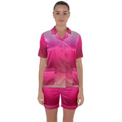 Line Pink Space Sexy Rainbow Satin Short Sleeve Pyjamas Set