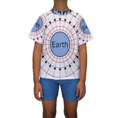 Magnetik Earth s Gravitational Line Triangle Kids  Short Sleeve Swimwear