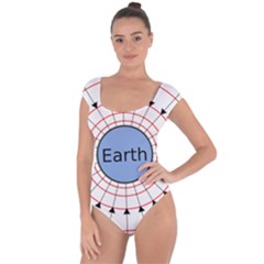 Magnetik Earth s Gravitational Line Triangle Short Sleeve Leotard  by Mariart