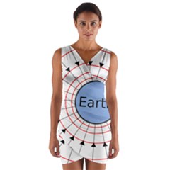 Magnetik Earth s Gravitational Line Triangle Wrap Front Bodycon Dress