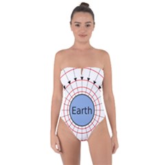 Magnetik Earth s Gravitational Line Triangle Tie Back One Piece Swimsuit