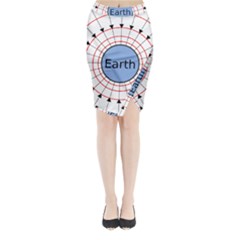 Magnetik Earth s Gravitational Line Triangle Midi Wrap Pencil Skirt