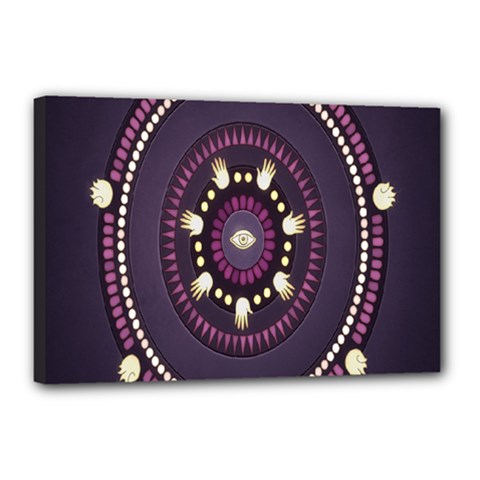 Mandalarium Hires Hand Eye Purple Canvas 18  X 12  by Mariart