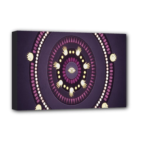 Mandalarium Hires Hand Eye Purple Deluxe Canvas 18  X 12  