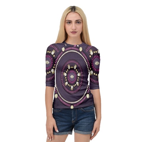 Mandalarium Hires Hand Eye Purple Quarter Sleeve Raglan Tee by Mariart