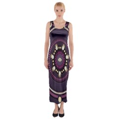 Mandalarium Hires Hand Eye Purple Fitted Maxi Dress