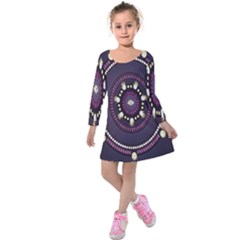 Mandalarium Hires Hand Eye Purple Kids  Long Sleeve Velvet Dress by Mariart