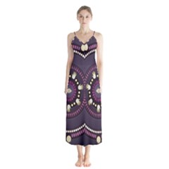 Mandalarium Hires Hand Eye Purple Button Up Chiffon Maxi Dress