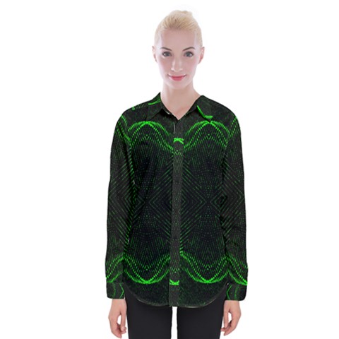 Green Foam Waves Polygon Animation Kaleida Motion Womens Long Sleeve Shirt by Mariart