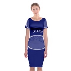 Moon July Blue Space Classic Short Sleeve Midi Dress