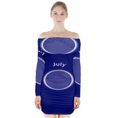 Moon July Blue Space Long Sleeve Off Shoulder Dress by Mariart